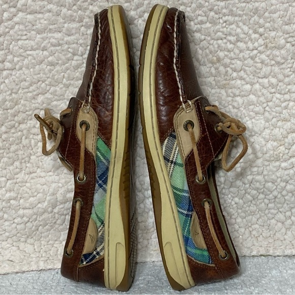 Sperry Top-Sider Womens Brown Leather Plaid Bluefish 2-Eye Boat Shoes Size US 8M - Picture 7 of 11